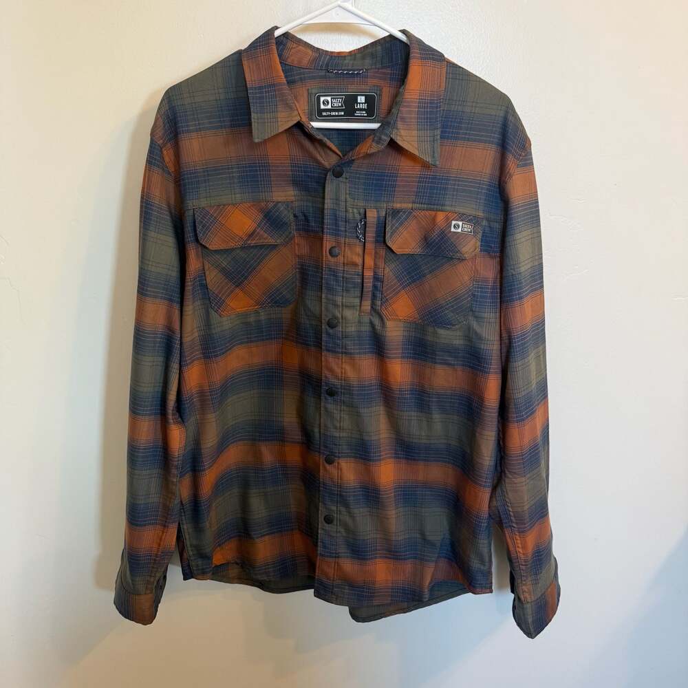 Salty Crew Fathom Tech Long Sleeve Flannel Shirt NWOT  size large men's